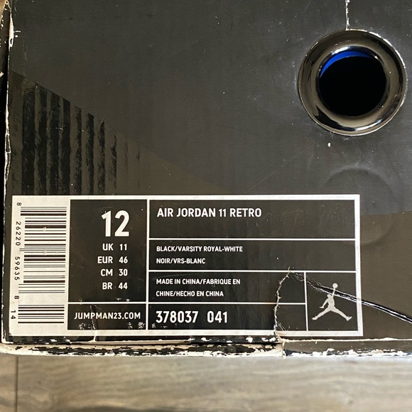 Air Jordan 11 Retro Space Jam 2009 378037-041 Size 12 Black/Varsity Royal-White - Picture 7 of 9